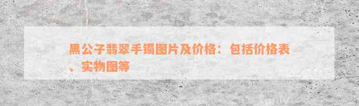 黑公子翡翠手镯图片及价格：包括价格表、实物图等