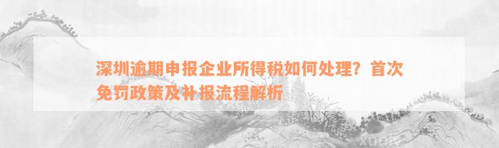 深圳逾期申报企业所得税如何处理？首次免罚政策及补报流程解析