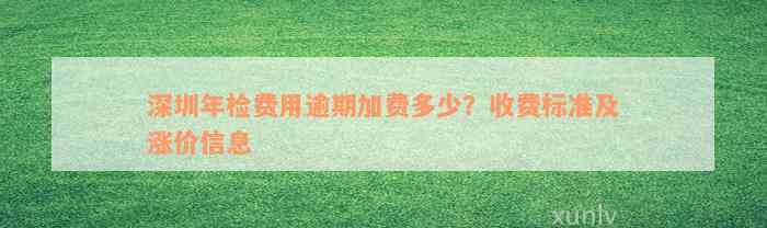 深圳年检费用逾期加费多少？收费标准及涨价信息