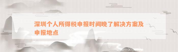 深圳个人所得税申报时间晚了解决方案及申报地点