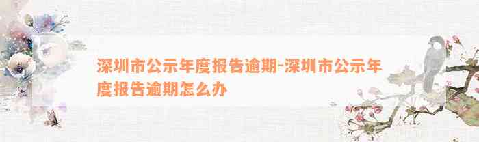 深圳市公示年度报告逾期-深圳市公示年度报告逾期怎么办