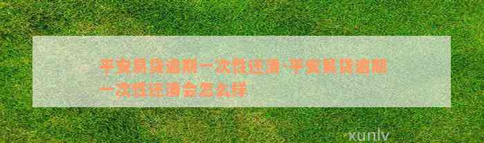 平安易贷逾期一次性还清-平安易贷逾期一次性还清会怎么样