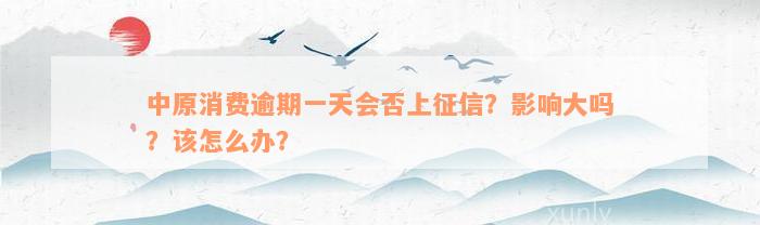 中原消费逾期一天会否上征信？影响大吗？该怎么办？