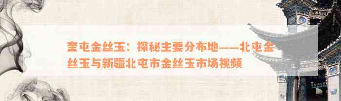 奎屯金丝玉：探秘主要分布地——北屯金丝玉与新疆北屯市金丝玉市场视频