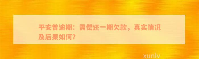 平安普逾期：需偿还一期欠款，真实情况及后果如何？