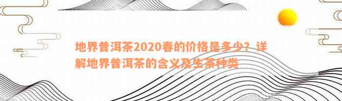 地界普洱茶2020春的价格是多少？详解地界普洱茶的含义及生茶种类