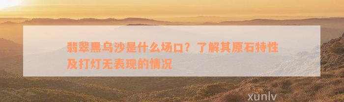 翡翠黑乌沙是什么场口？了解其原石特性及打灯无表现的情况