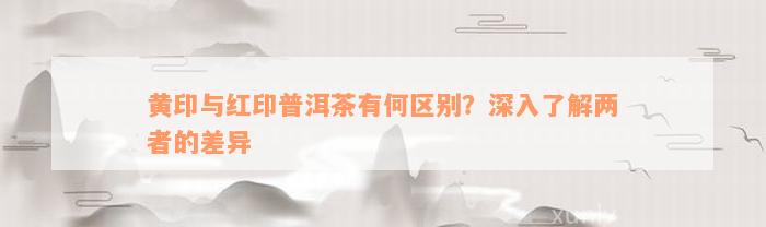 黄印与红印普洱茶有何区别？深入了解两者的差异