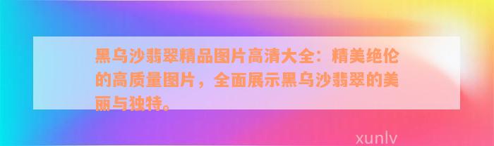 黑乌沙翡翠精品图片高清大全：精美绝伦的高质量图片，全面展示黑乌沙翡翠的美丽与独特。