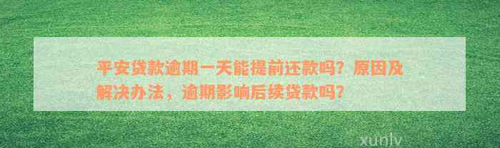 平安贷款逾期一天能提前还款吗？原因及解决办法，逾期影响后续贷款吗？