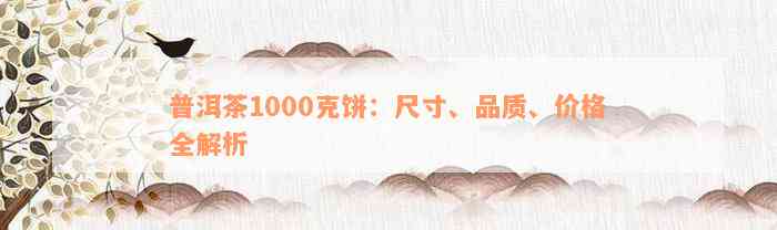 普洱茶1000克饼：尺寸、品质、价格全解析