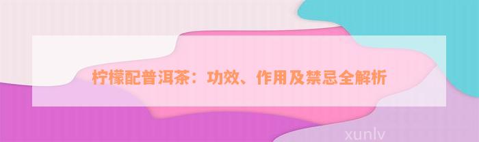 柠檬配普洱茶：功效、作用及禁忌全解析