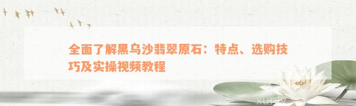 全面了解黑乌沙翡翠原石：特点、选购技巧及实操视频教程