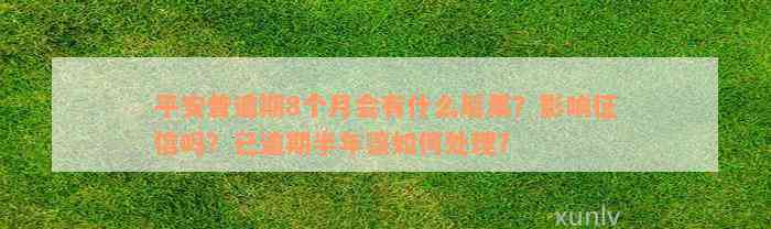 平安普逾期8个月会有什么后果？影响征信吗？已逾期半年该如何处理？