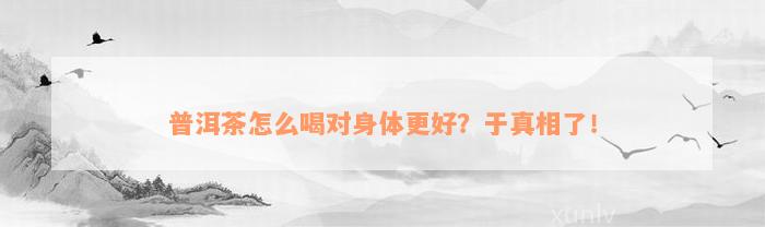 普洱茶怎么喝对身体更好？于真相了！