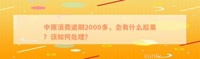 中原消费逾期2000多，会有什么后果？该如何处理？