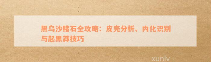 黑乌沙赌石全攻略：皮壳分析、内化识别与起黑莽技巧