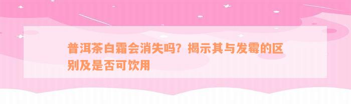 普洱茶白霜会消失吗？揭示其与发霉的区别及是否可饮用