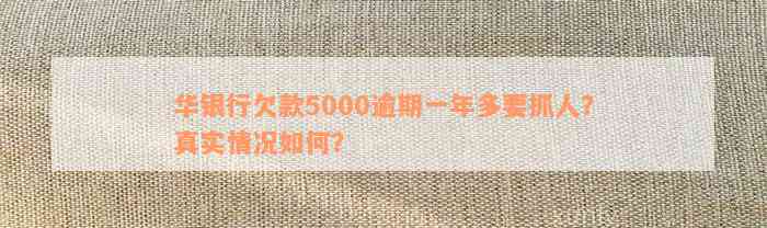 华银行欠款5000逾期一年多要抓人？真实情况如何？