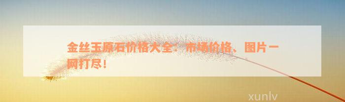 金丝玉原石价格大全：市场价格、图片一网打尽！