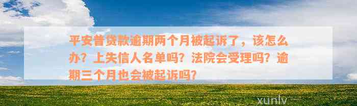 平安普贷款逾期两个月被起诉了，该怎么办？上失信人名单吗？法院会受理吗？逾期三个月也会被起诉吗？