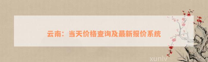 云南：当天价格查询及最新报价系统