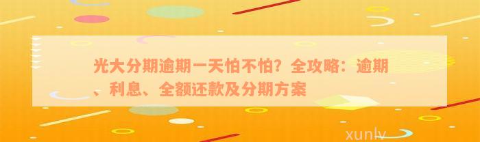 光大分期逾期一天怕不怕？全攻略：逾期、利息、全额还款及分期方案