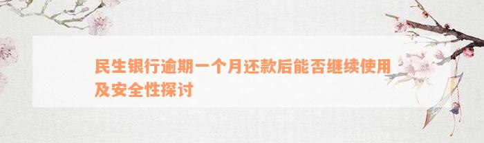 民生银行逾期一个月还款后能否继续使用及安全性探讨