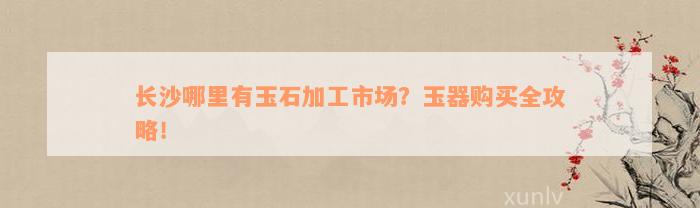 长沙哪里有玉石加工市场？玉器购买全攻略！