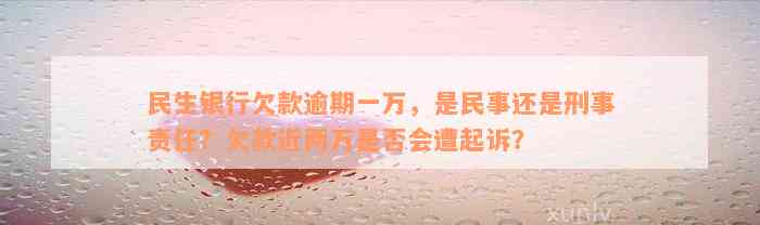 民生银行欠款逾期一万，是民事还是刑事责任？欠款近两万是否会遭起诉？