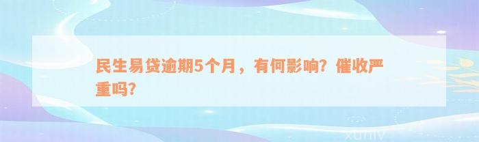 民生易贷逾期5个月，有何影响？催收严重吗？