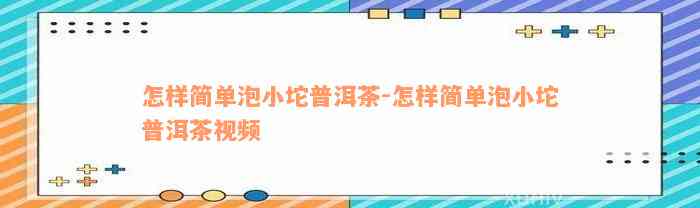 怎样简单泡小坨普洱茶-怎样简单泡小坨普洱茶视频