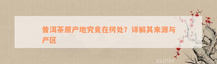 普洱茶原产地究竟在何处？详解其来源与产区