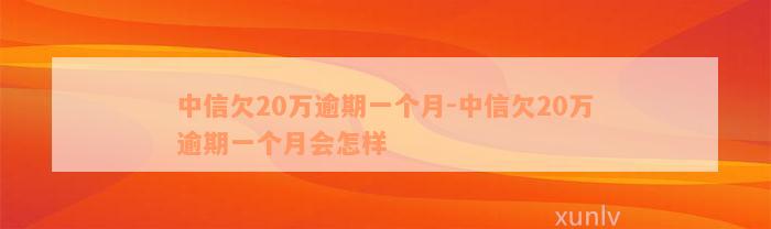 中信欠20万逾期一个月-中信欠20万逾期一个月会怎样