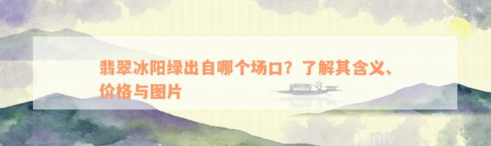 翡翠冰阳绿出自哪个场口？了解其含义、价格与图片