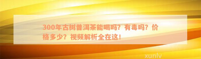 300年古树普洱茶能喝吗？有毒吗？价格多少？视频解析全在这！