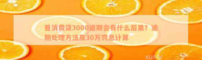 普消费贷3000逾期会有什么后果？逾期处理方法及30万罚息计算