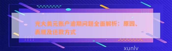 光大美元账户逾期问题全面解析：原因、表现及还款方式