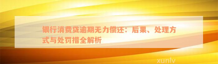 银行消费贷逾期无力偿还：后果、处理方式与处罚措全解析