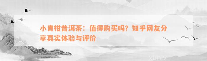 小青柑普洱茶：值得购买吗？知乎网友分享真实体验与评价