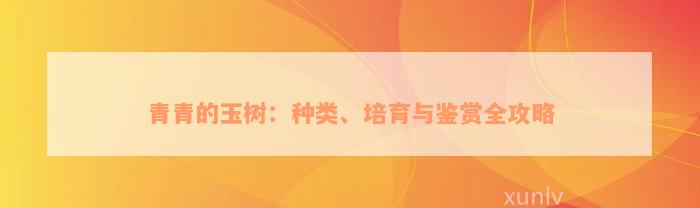 青青的玉树：种类、培育与鉴赏全攻略