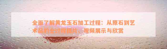 全面了解黄龙玉石加工过程：从原石到艺术品的全过程图片、视频展示与欣赏