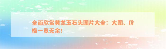 全面欣赏黄龙玉石头图片大全：大图、价格一览无余！