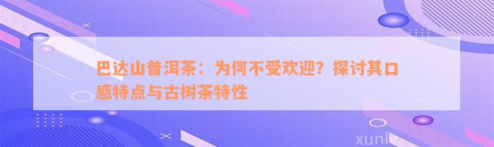 巴达山普洱茶：为何不受欢迎？探讨其口感特点与古树茶特性