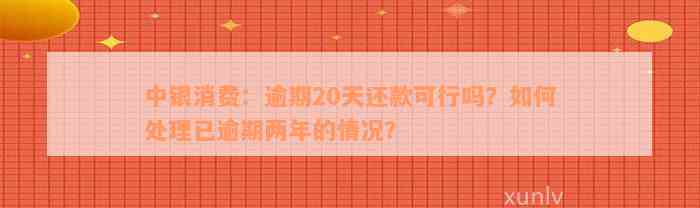 中银消费：逾期20天还款可行吗？如何处理已逾期两年的情况？