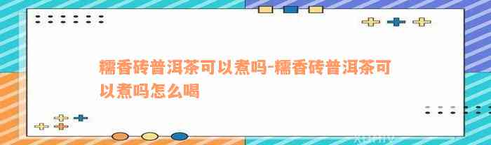 糯香砖普洱茶可以煮吗-糯香砖普洱茶可以煮吗怎么喝