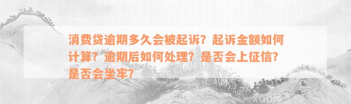 消费贷逾期多久会被起诉？起诉金额如何计算？逾期后如何处理？是否会上征信？是否会坐牢？