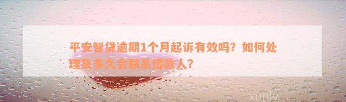 平安智贷逾期1个月起诉有效吗？如何处理及多久会联系借款人？