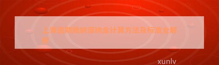 上海逾期缴纳滞纳金计算方法及标准全解析