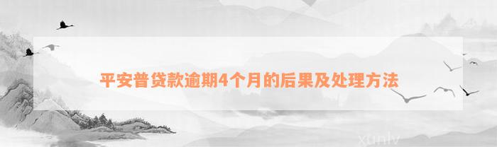 平安普贷款逾期4个月的后果及处理方法